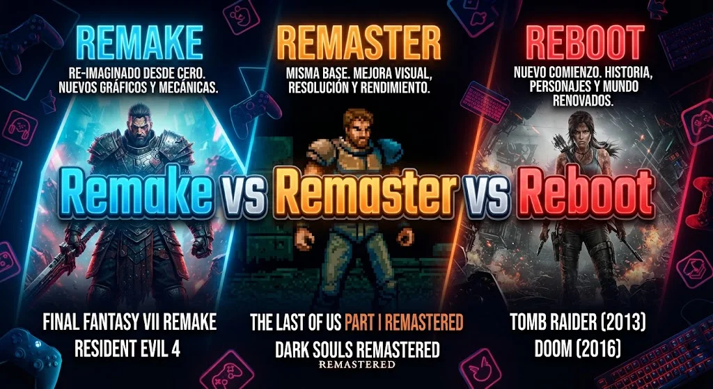 Remake vs Remaster vs Reboot: ¿cuál es la diferencia en los videojuegos?